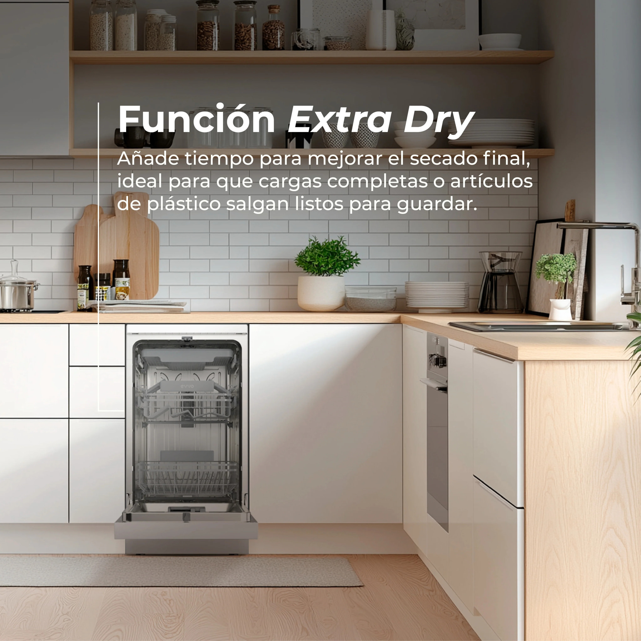 LAVAVAJILLAS EVVO D3 Slim (45 cm), 10 Cubiertos, 8 Programas, Blanco, Ancho 450 mm