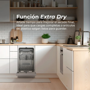 LAVAVAJILLAS EVVO D3 Slim (45 cm), 10 Cubiertos, 8 Programas, Blanco, Ancho 450 mm