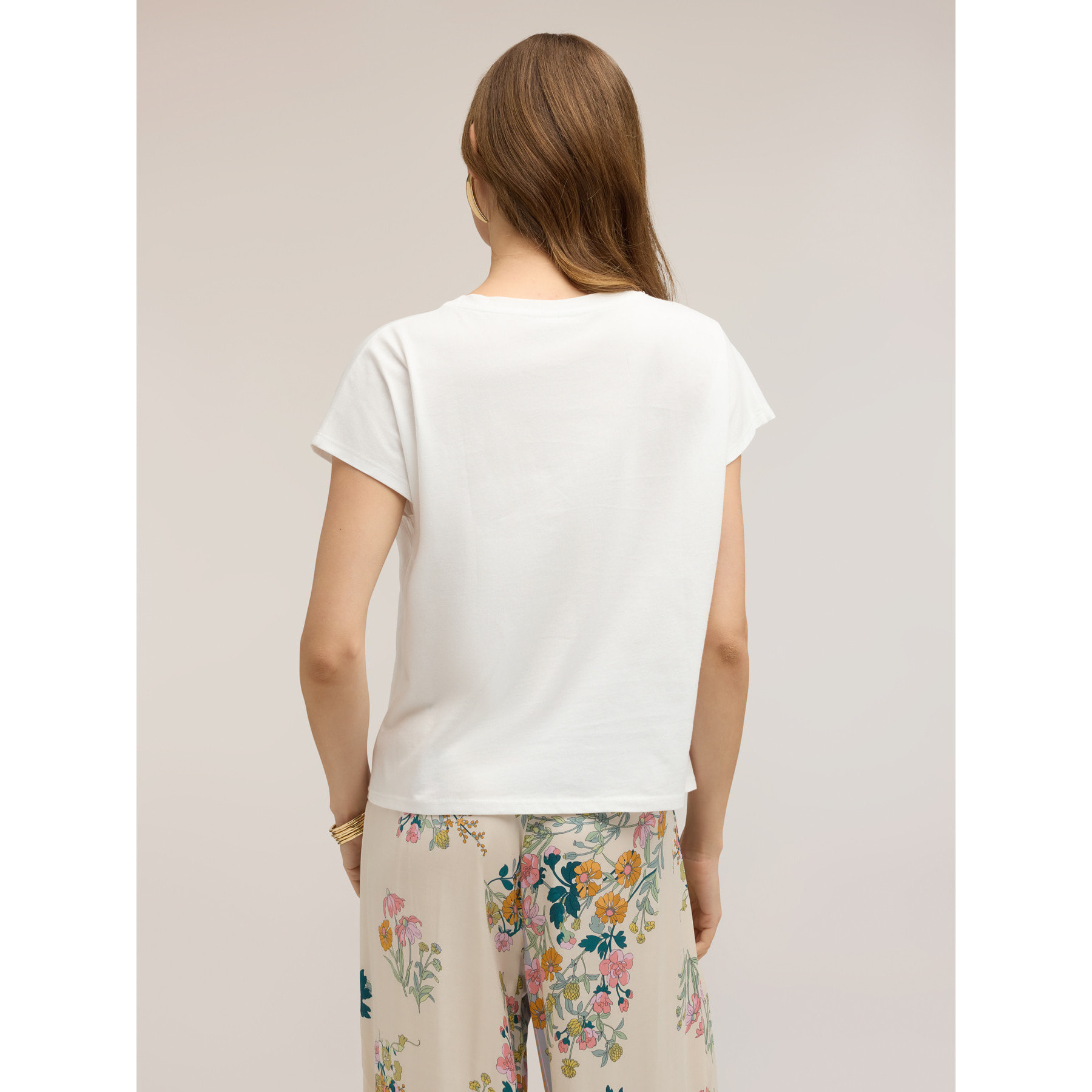 Motivi - T-shirt in jersey con ricami sangallo - Bianco