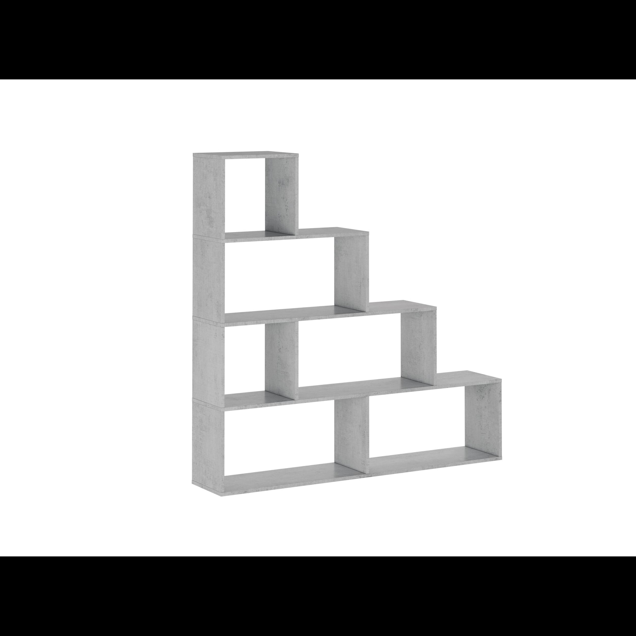 Libreria Design Zig Zag Scaffale Mensola Moderna 6 Vani A Giorni Ripiani Mobile Libri per Soggiorno Salotto Camera Studio 143x144.9x27.9 Cm Grigio