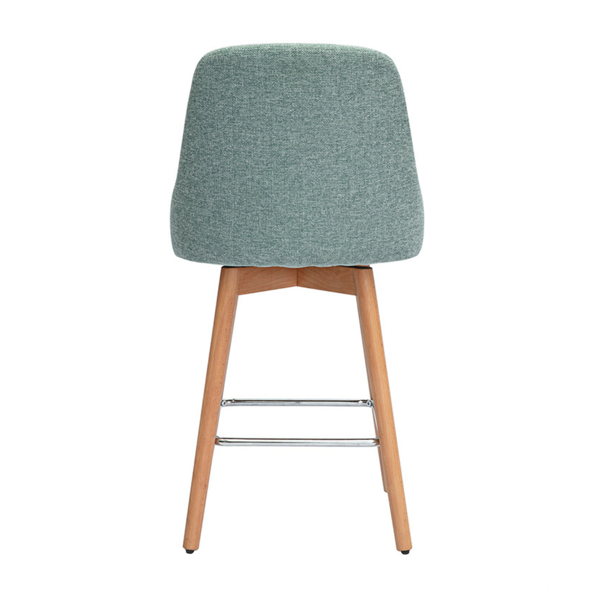 Tabourets de bar scandinaves pivotants 360° en tissu effet velours texturé vert céladon et bois hêtre massif H65 cm (lot de 2) HASTA