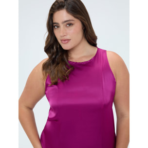 Fiorella Rubino - Vestido largo sin mangas en raso de viscosa - Fuchsia