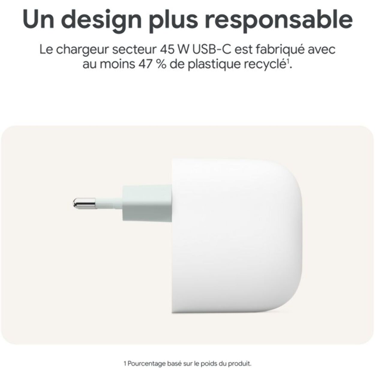 Chargeur GOOGLE USB-C 45W Blanc