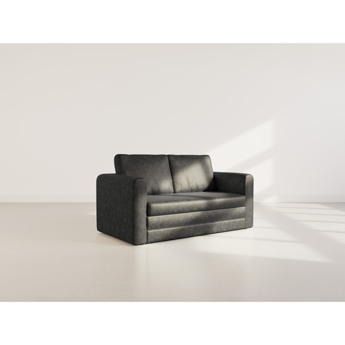 Marilia - canapé 2 places convertible déplimousse en simili - Noir