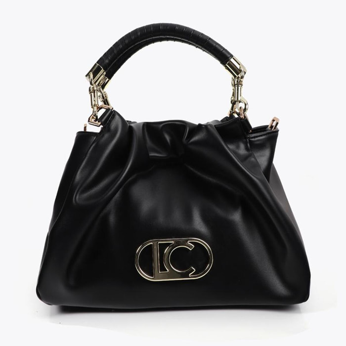Borsa a Tracolla Effetto Pelle con Manico Intrecciato e Dettagli Metallici