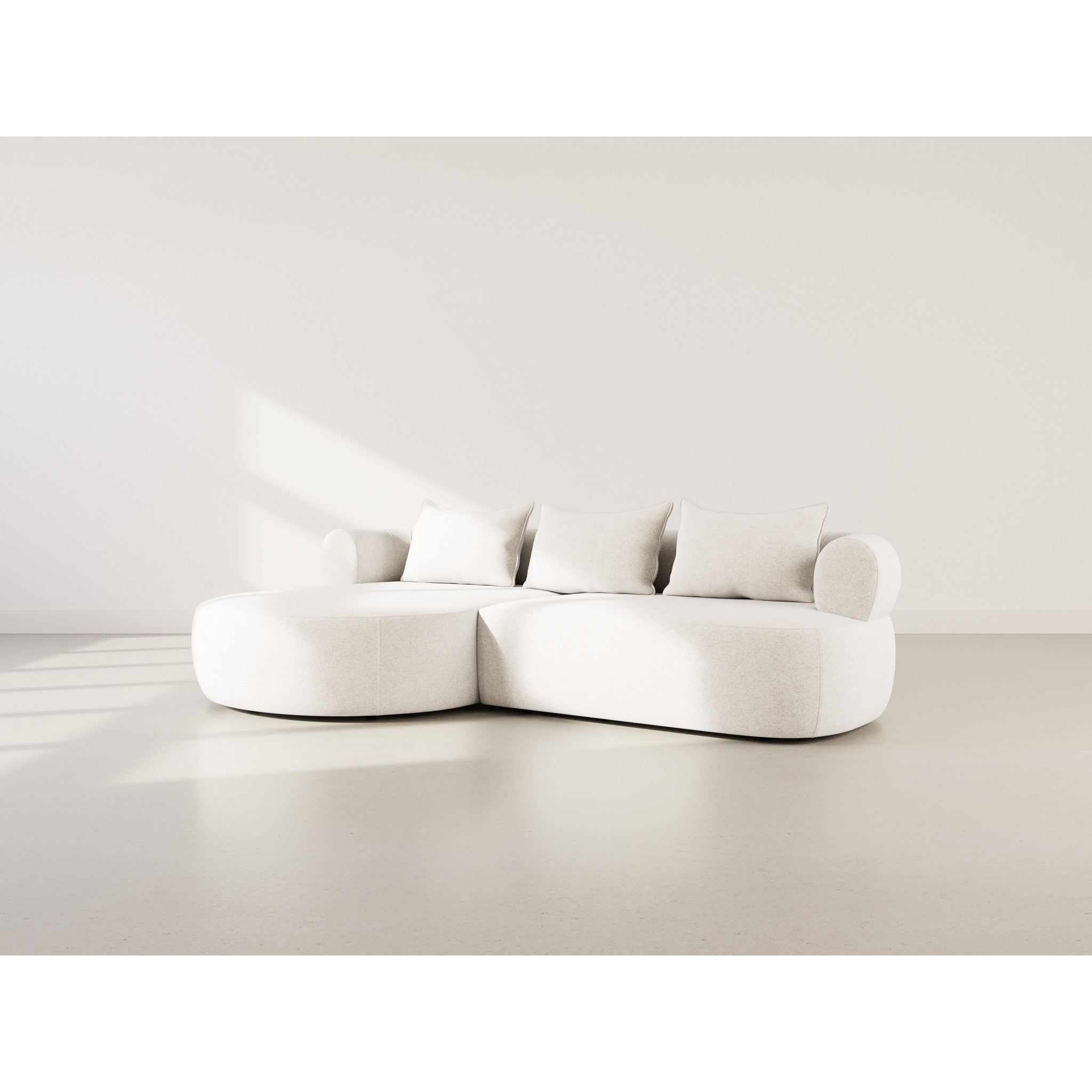 Angela - canapé d'angle gauche 4 places en velours texturé - Beige