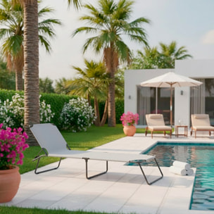 Lettino Pieghevole Prendisole Senza Tettuccio Parasole Schienale Reclinabile Regolabile Struttura In Metallo Nero Sedia Sdraio 187 x 53 x 24 Cm (Gray)