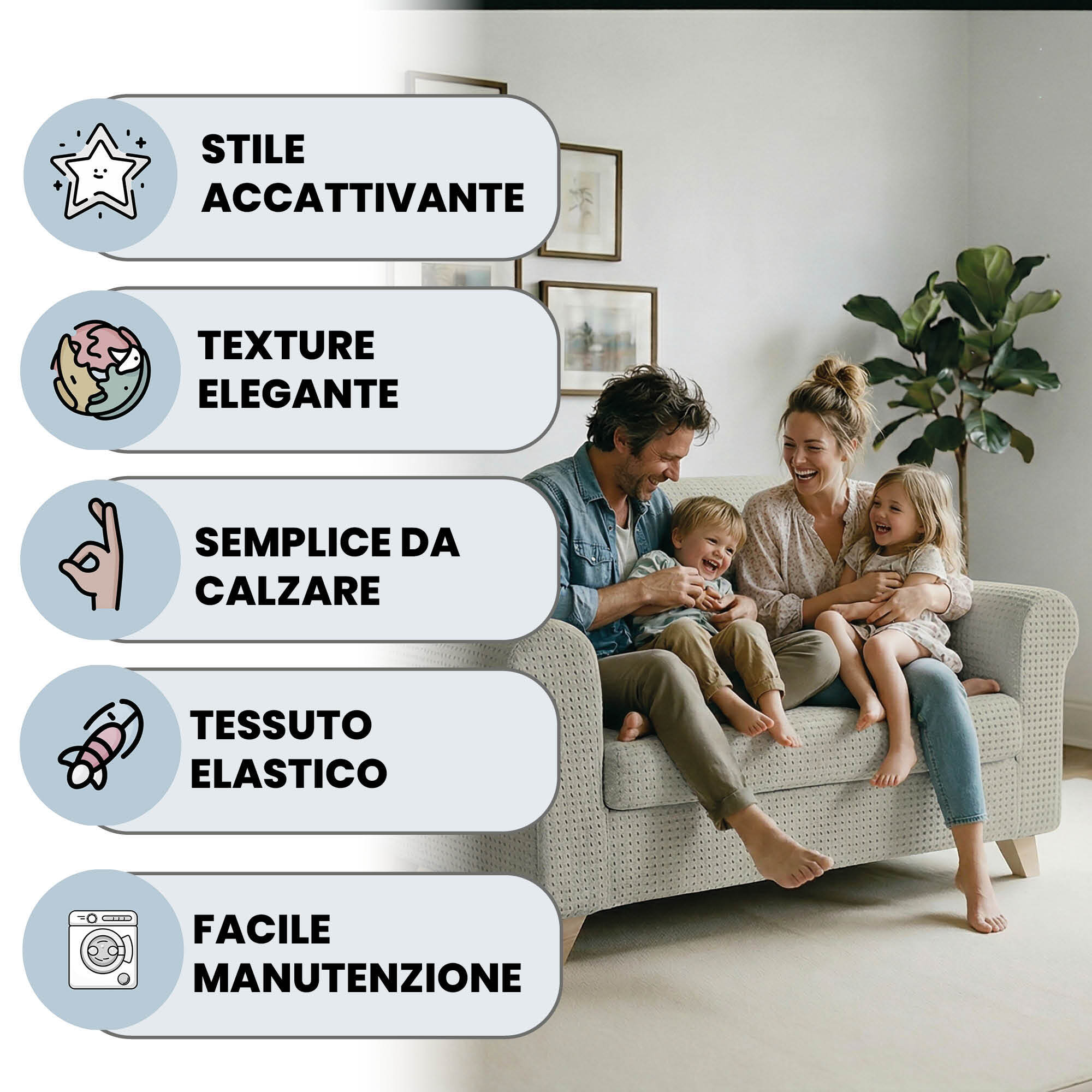 COPRIDIVANO IRIS, Elastico, Estensibile e Sagomato - PANNA