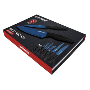 Set de 5 couteaux + économe bleu Herzberg HGKL6BLU