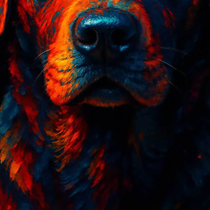 Tableau chien néon expressif Toile imprimée