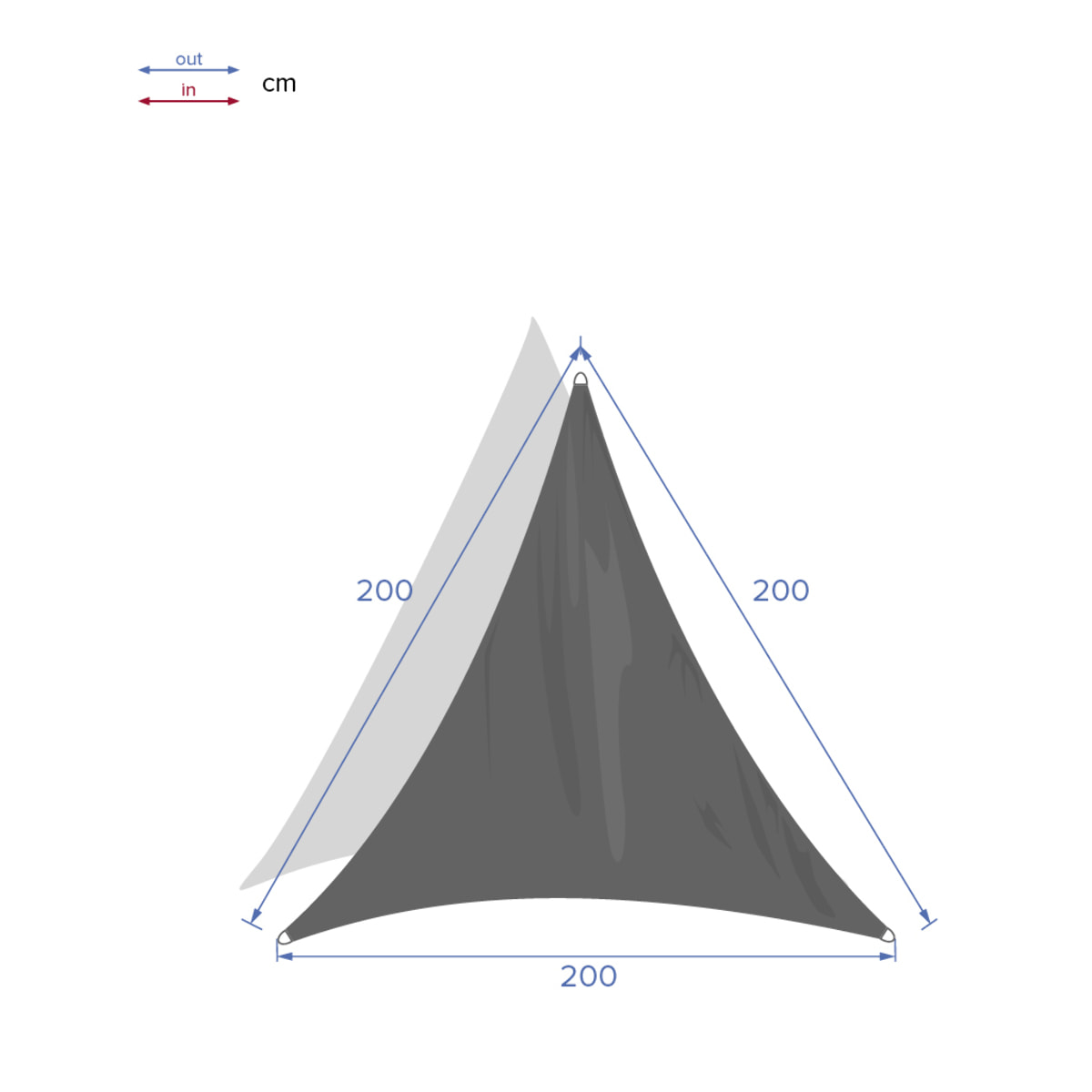 Voile d'ombrage triangulaire "Curacao" émeraude 2x2x2m en polyester