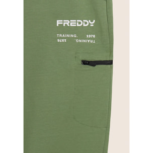 Pantaloni sportivi gamba dritta con tasca laterale e logo