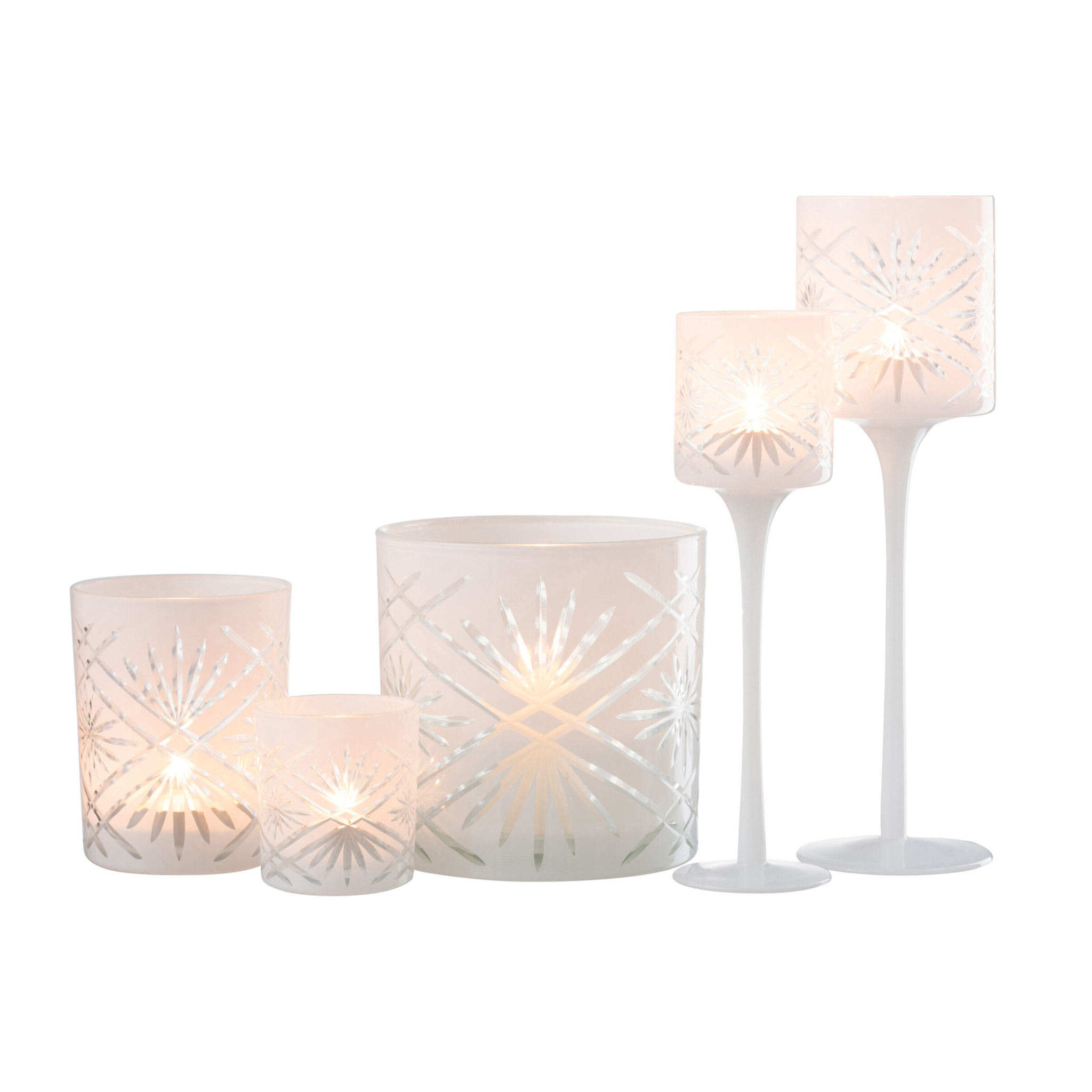 J-Line photophore sur Pied Santorini - verre - blanc - large