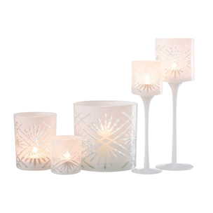 J-Line photophore sur Pied Santorini - verre - blanc - large