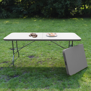 Tavolo Tavolino Pieghevole In Resina Dura Set Birreria Facile Trasporto Con Maniglia  Terrazzo Campeggio Giardino Rettangolare Grigio Effetto Rattan