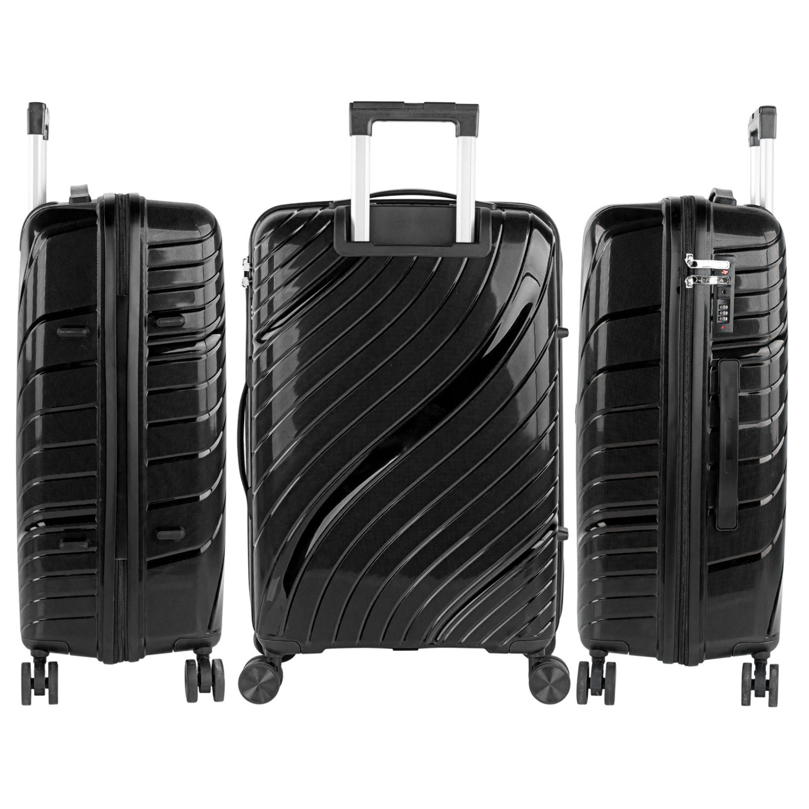 Juego De Maletas Rígidas Pp Itaca Danubio Negro