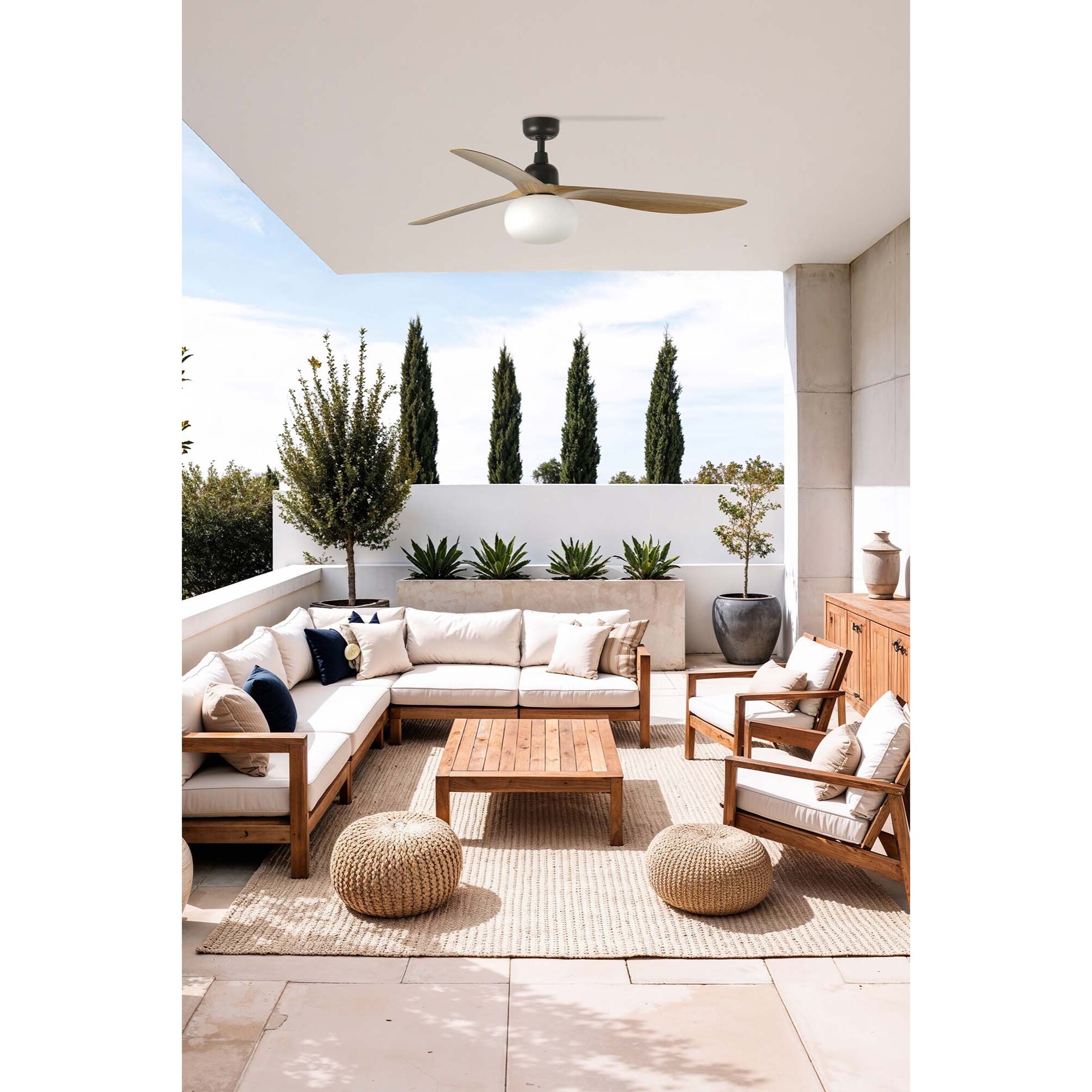 OUTWOOD L Ventilateur de plafond marron/bois chêne IP44 1X27