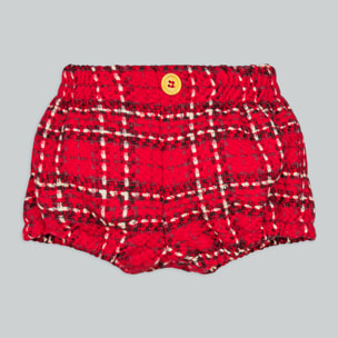 Bermuda Roja Estructura Con Cuadros