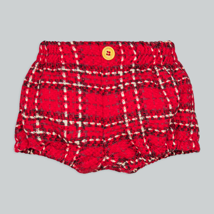 Bermuda Roja Estructura Con Cuadros