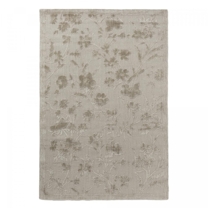 Tapis salon et chambre fait main en bambou motif floral QUICI