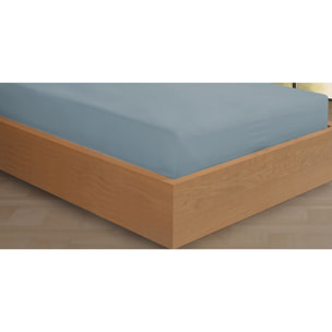 Drap housse Flanelle de coton bleu