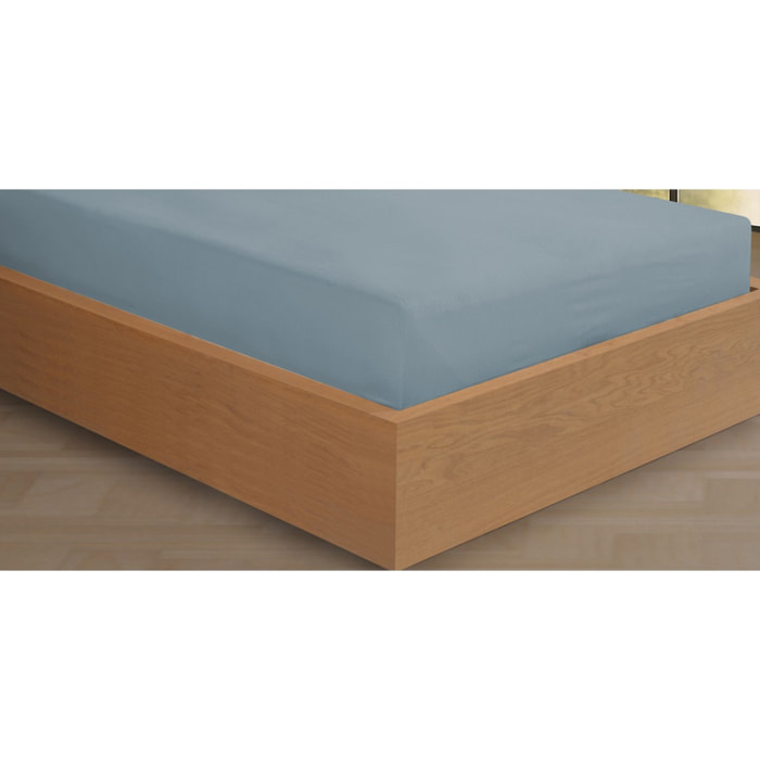 Drap housse Flanelle de coton bleu