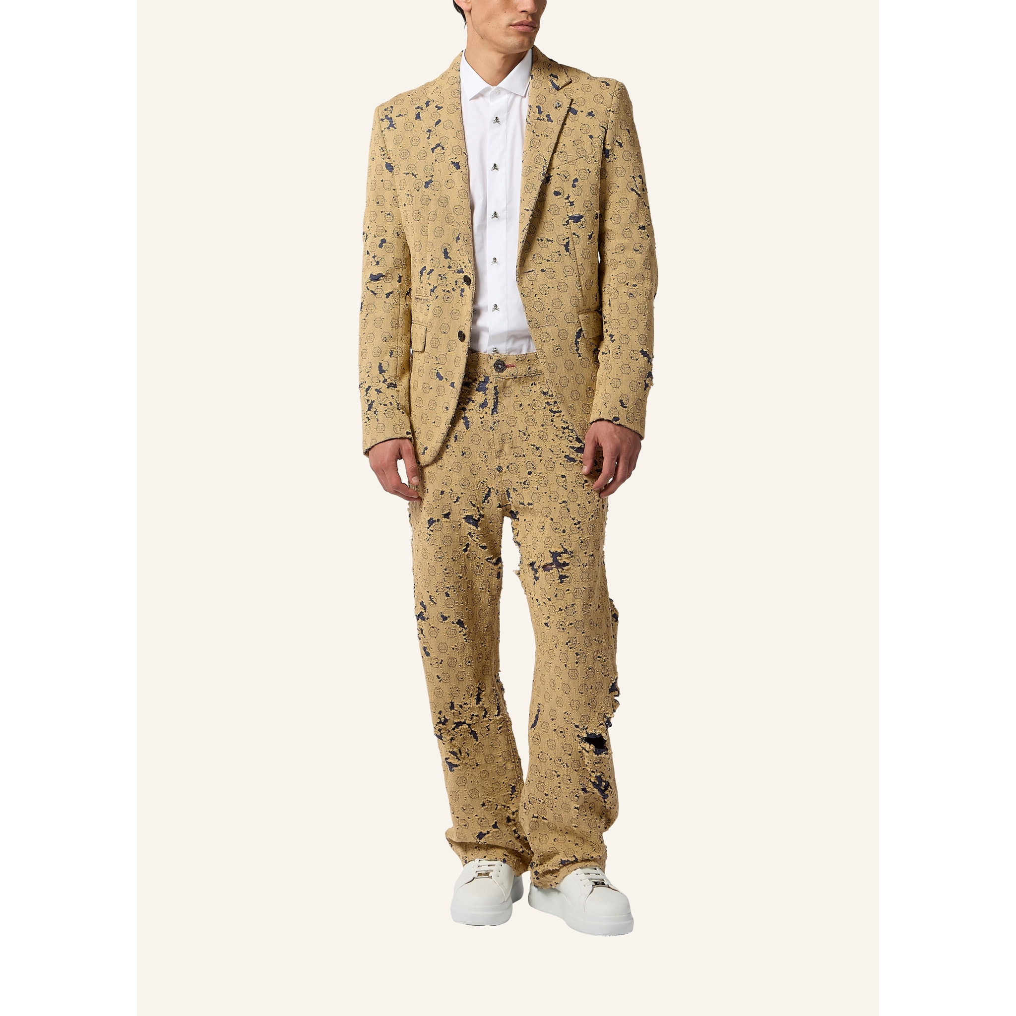 PHILIPP PLEIN Destroyed Beach Boy Fit Jeans Monogram