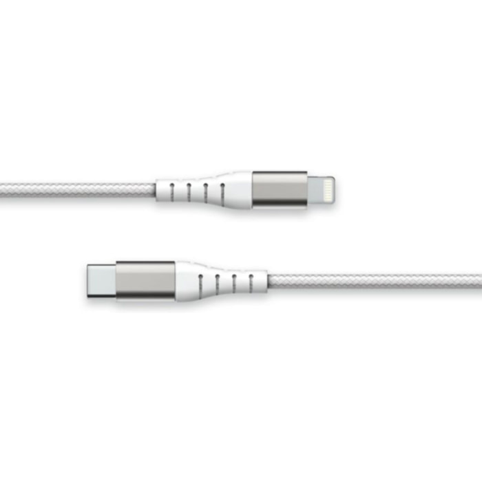 Câble Lightning FORCE POWER vers USB-C Renforcé 1.2m Recyclé Blanc