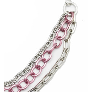 Cinturón cadena rosa y plata triple "Rock-color"