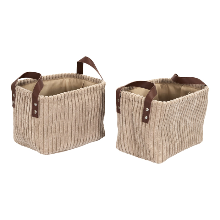Panier Rangement Taupe Cotele X3 H20cm