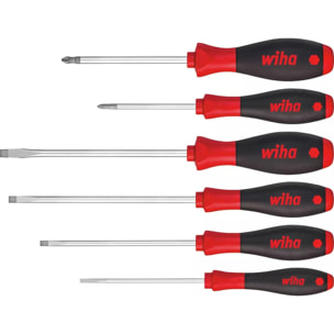 Jeu de 6 tournevis Fente+PH softfinish lame ronde - WIHA - 07152