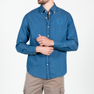 Camicia denim con ricamo logo