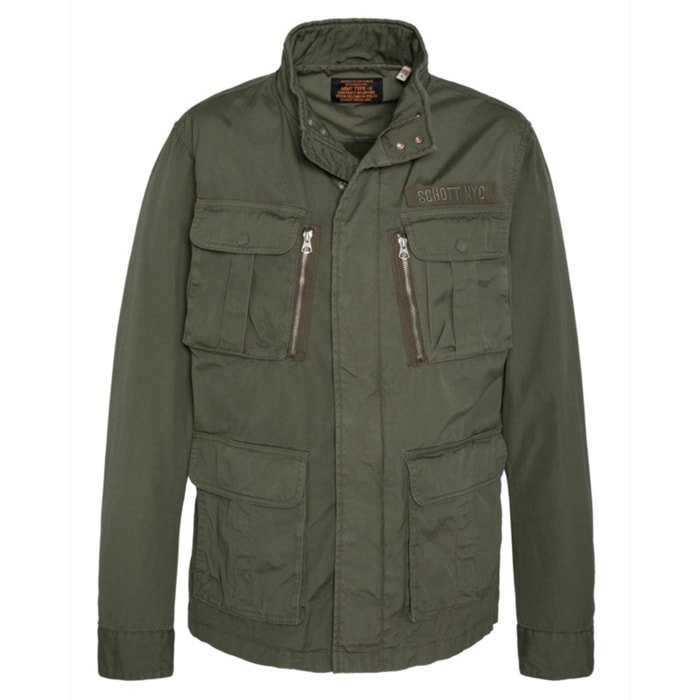 M-1941XARMY M-65 ZIPPERED JACKET WITH EMBROIDERED CHEST WOVEN TAPESchott NYCKHAKI