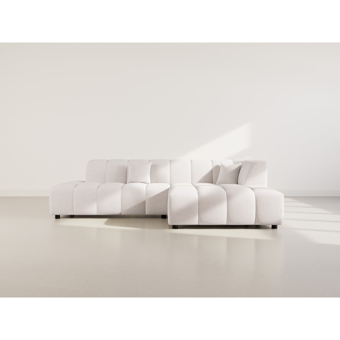 Curtis - canapé d'angle droit 4 places sans accoudoir en tissu texturé - Beige