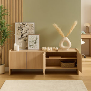 Meuble TV John rectangulaire 39,5x171cm 4 portes beige