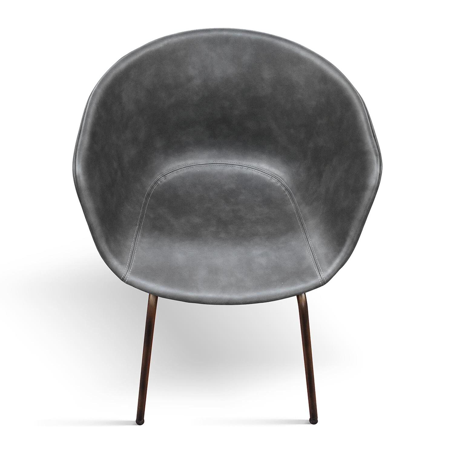 Set di 4 sedie COPENAGHEN rivestite in ecopelle antracite e gambe in metallo nero