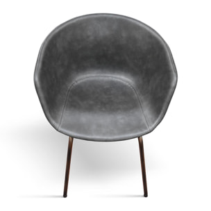 Set di 4 sedie COPENAGHEN rivestite in ecopelle antracite e gambe in metallo nero