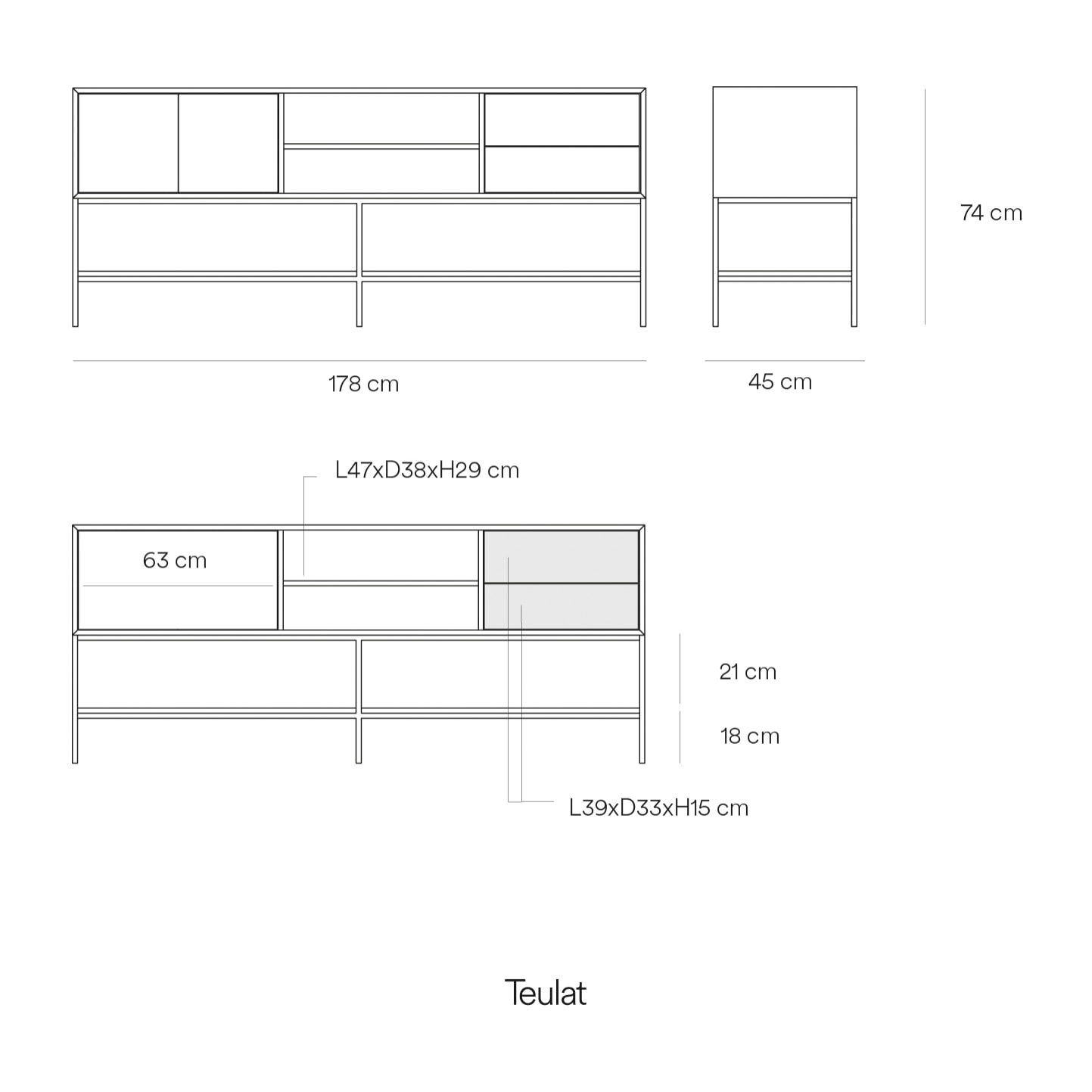 Mueble de televisión Platt 2 puertas y 2 cajones arcilla