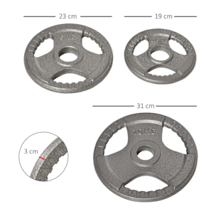 Juego de 6 Discos de Pesas Acero 2,5-10 kg Peso Total 35 kg Orificio Ø54mm Plata