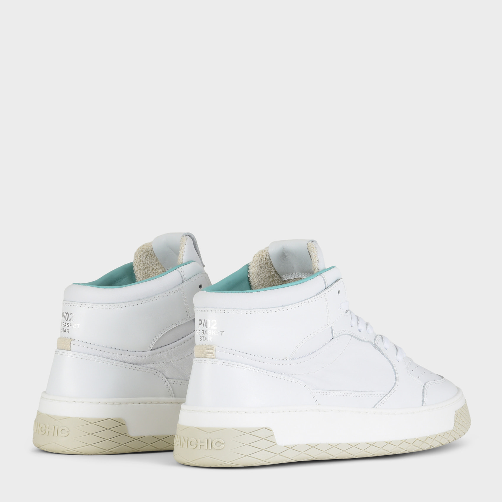 SNEAKER MID P02 UOMO IN PELLE BIANCO