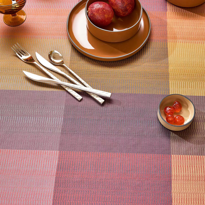 Nappe pur coton enduit motif jacquard violet Mille ecossais velvet