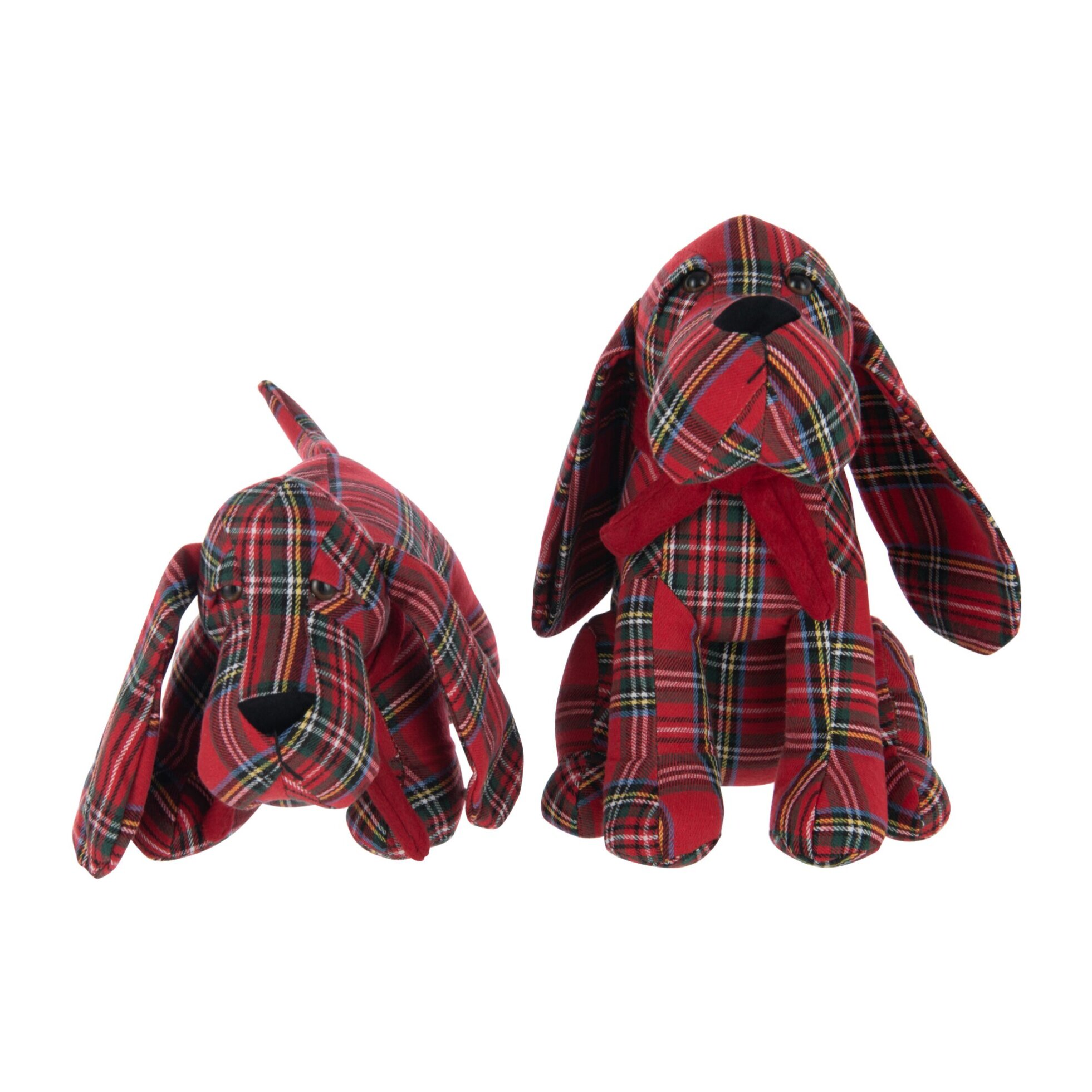 J-Line cale-porte Chien Carreaux - polyester - rouge/vert foncé - 2 pièces