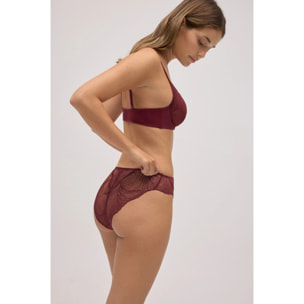 Slip midi in pizzo granato