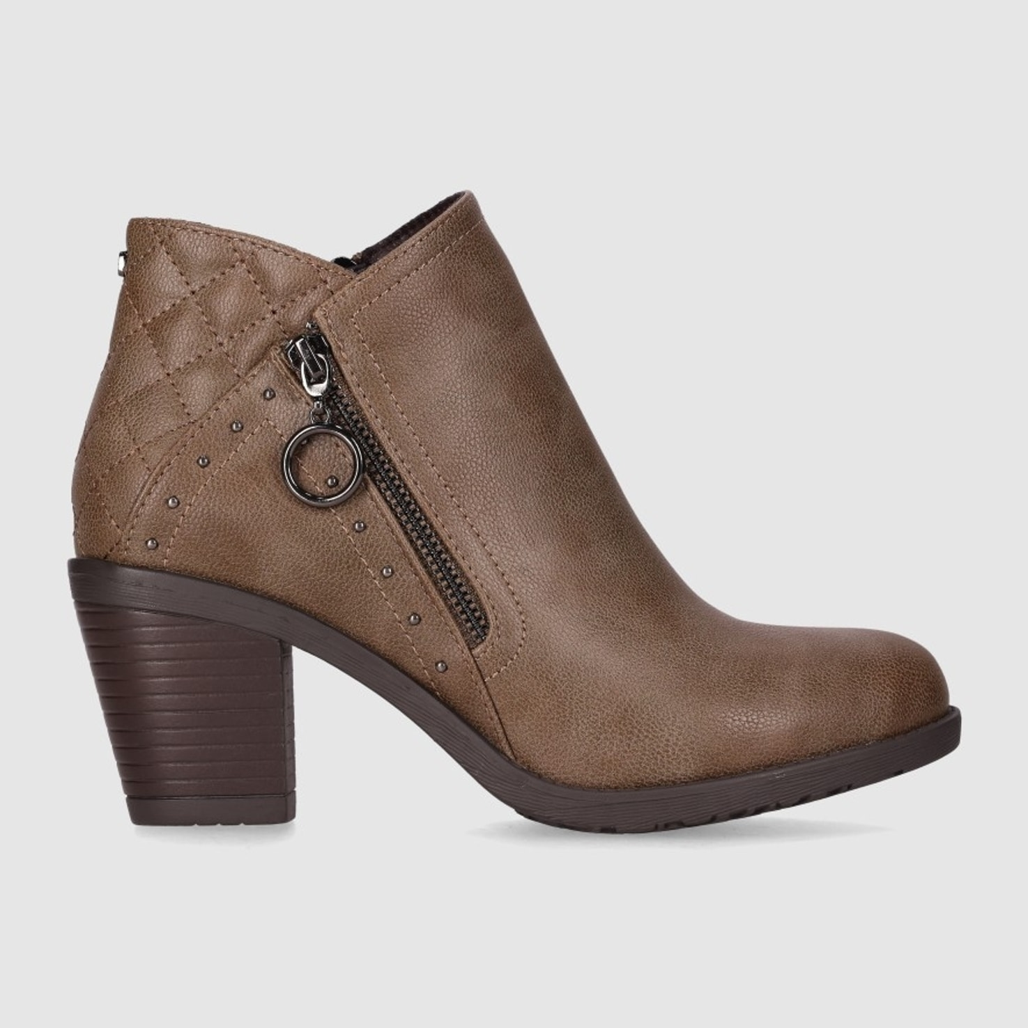 Botines de Piel Sintética - Taupe - Tacón: 7 cm