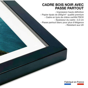Poster bleu méditerranéen Affiche sous cadre noir