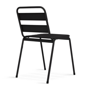 Chaises de jardin empilables en acier noires - lot de 6