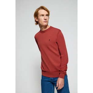 Maglione in filo rosso a girocollo e logo ricamato Rigby Go