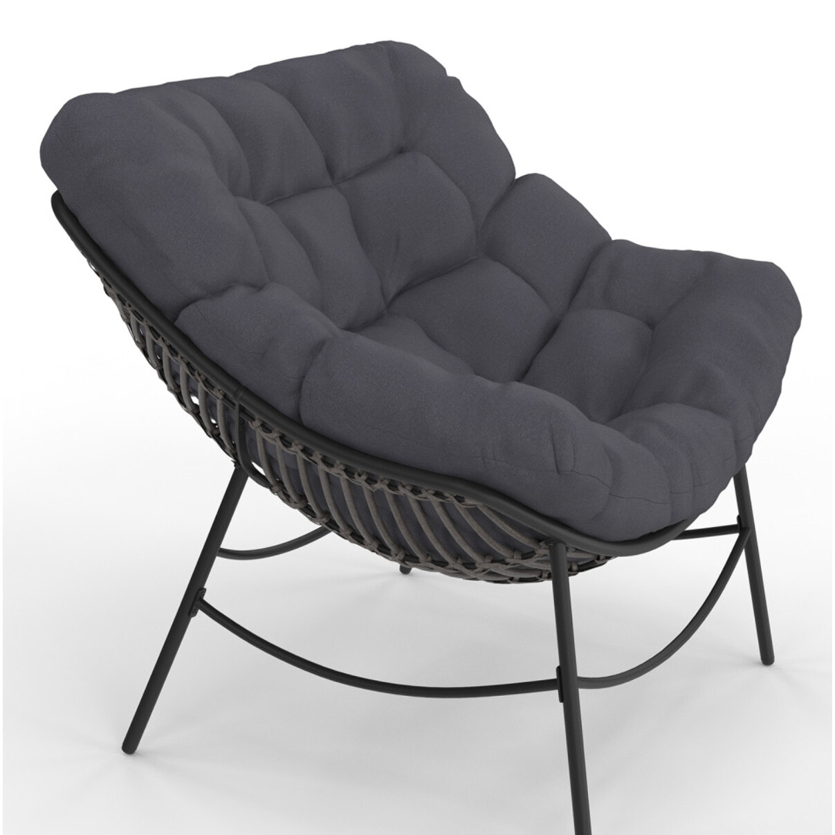 Fauteuil de jardin Lois rotin et coussin gris