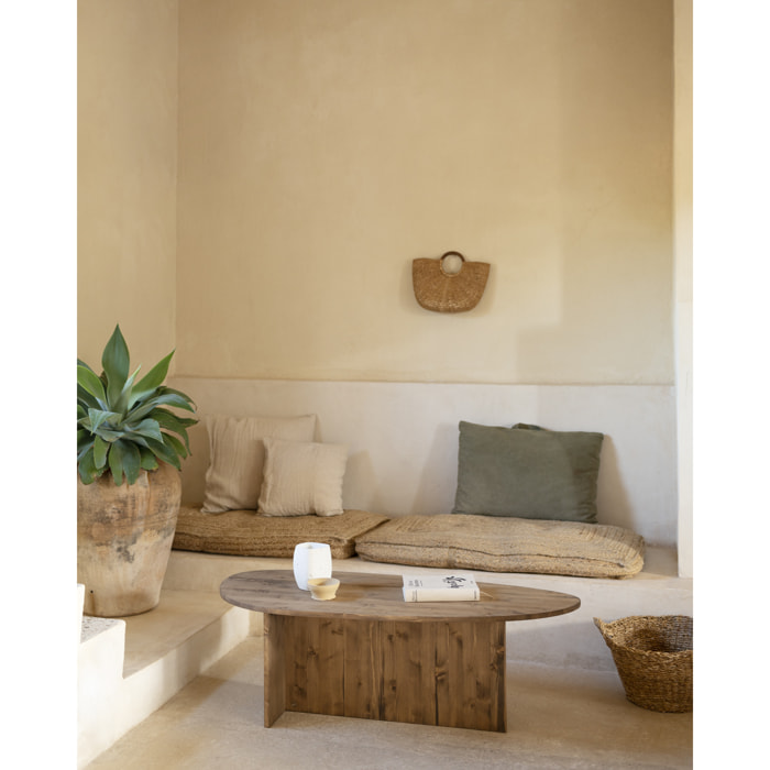 Table basse en bois massif ton chêne foncé de 129cm Hauteur: 43.25 Longueur: 128.6 Largeur: 54.6
