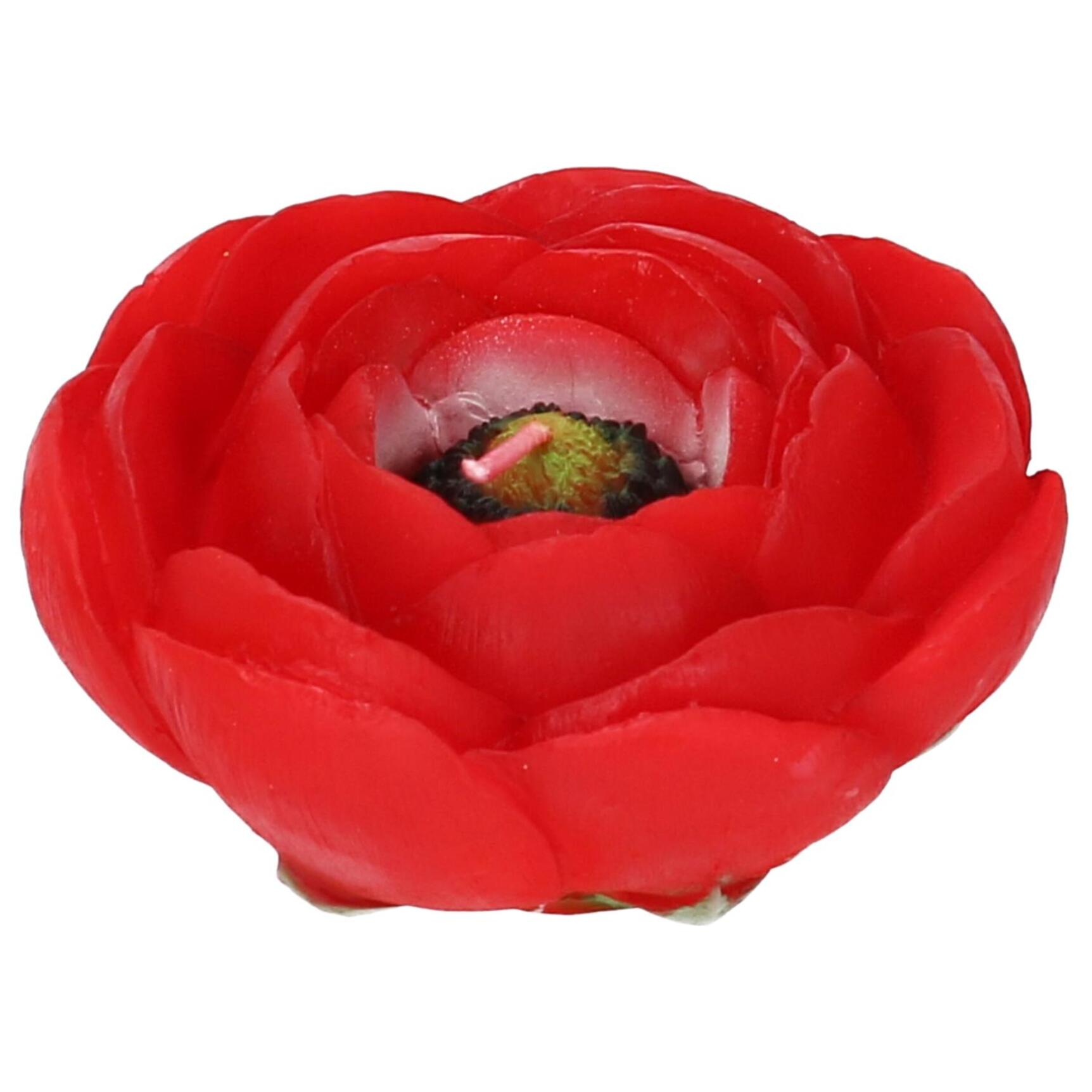 Candela in paraffina confezione 2 da pezzi a forma di camelia rossa cm19x10h6